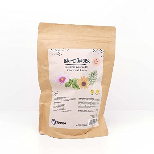 PRIMOZA Bio Dünger für Kräuter und Blumen I 1 Kg organischer Dünger I Natürlicher biologischer Pflanzendünger I Düngemittel mit Langzeitwirkung Cover