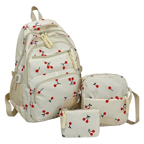 Sac à dos cerise blanc esthétique pour les cours et sorties des filles