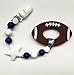 Football Baby Teething Toy with Pacifier Clip Boy or Girl Teether (Navy, White)
