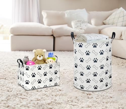 NTAOHAMPER Waterproof PE Coating Puppy Storage Bin with Handles,Doggy Collapsible Gift Basket,Kids Toys/Books Box,Room Decor(Paw) by NTAOHAMPER - Image 3