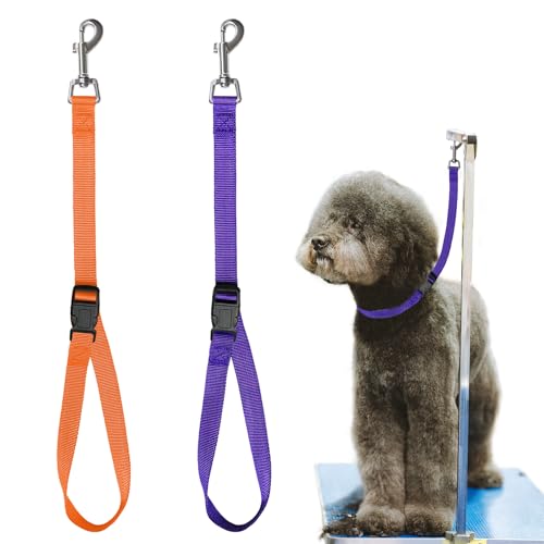 Pet Dog Grooming Loops 2 Pack Adjustable Nylon Restraint Noose Loop Grooming Arm Accessories Fixed Dog Bathing Safety Tether Straps for Pet Grooming Table Bathtub (Style 3)