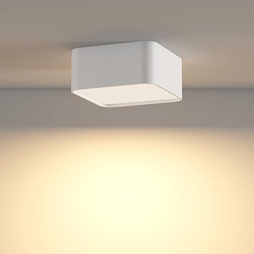 ilucezzo Lámpara de techo, moderna lámpara de techo empotrada LED regulable de 5 pulgadas, lámpara de techo cuadrada para vestíbulo, armario,