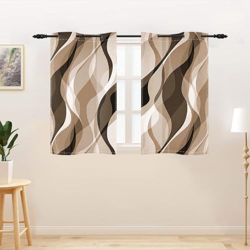 TTQYFNM Brown Window Curtains for Bedroom Grey and Brown Abstract