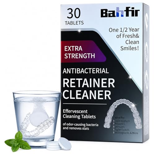 Checkzed Retainer Cleaning Tablets Aligner & Denture Cleaner Tablets with Oxi-Action Minty Fresh Breath 30 Count Non-Abrasive Daily Clean for Invisalign Retainers Appliances