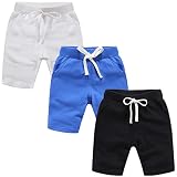 IESSRA 3 Pack Toddler Baby Boys Girls Shorts Sport Jogger Summer Knit Cotton Workout Running Active