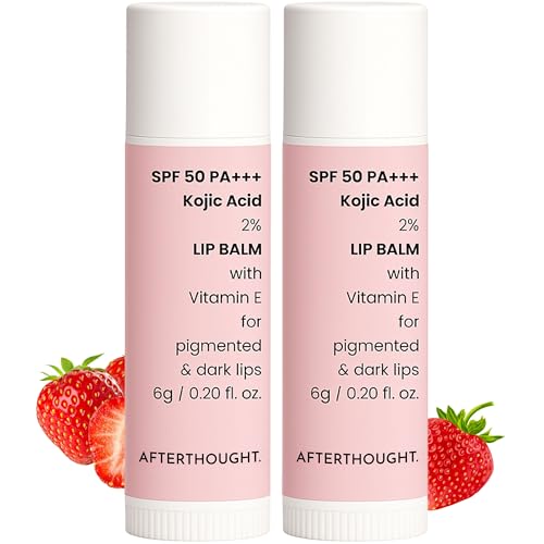 Image of Afterthought SPF 50 PA+++ Lip Balm with 2% Kojic Acid, Fights Pigmentation & Heals Dry, Chapped Lips, Strawberry Fragrance, 6g - (Pack of 2)