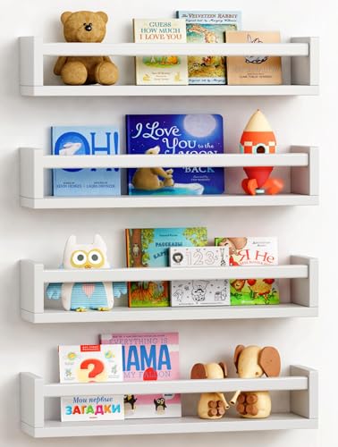 Forbena Floating Nursery Book Shelves for Wall Set of...