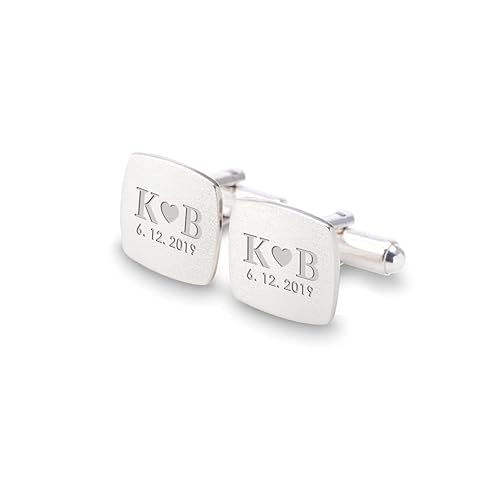 LOVE initials Custom cufflinks Sterling Silver Cufflinks Engraved cufflinks Initial Cufflinks Mens cufflinks, Gift Message, Box, Handmade