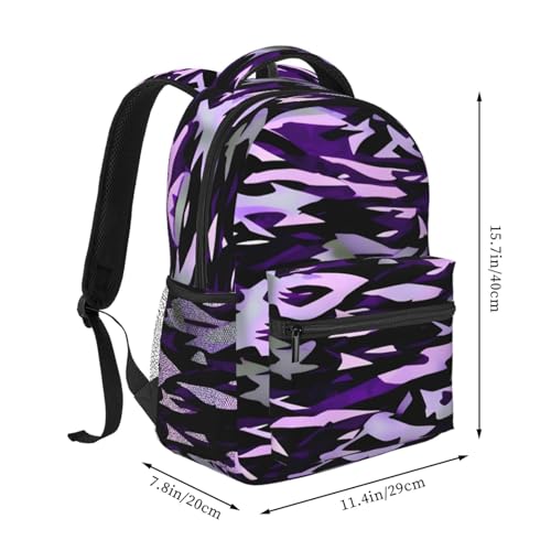 Sac à dos résistant à l'eau violet à poches multiples - 2