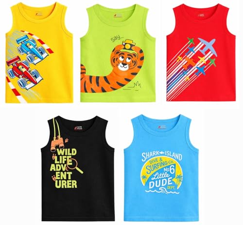 Image of Lush Plush Baby Boys & Baby Girl Relaxed Fit Colour Printed Cotton Vest | Ganji | Banian | Baniyan | Kids Sando for Infant Newborn Toddler