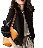 [J-Scott] [ジェイスコット] ジップアップブルゾン レディース クロスデザイン袖 ショート丈 アウター オーバーサイズ 裏地無し ブラック JS13-BK-3XL