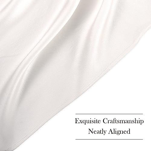 Daisysilk 19-SQUARE-WHITE Silk Pocket Squares For Men Silk White Hankerchief Mulberry Lvory Silk Pocket Square thumb #3