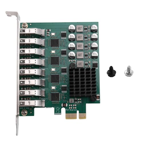 Carte d'extension PCI-E 2.0 X1 vers USB3.2 Gen1 8 ports pour ordinateur fixe