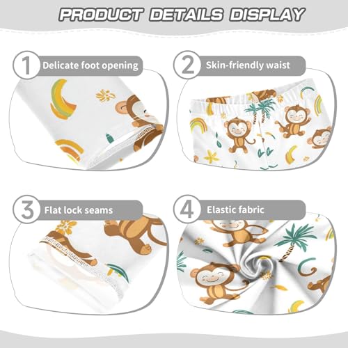 Wusikd Monkeys Girls' Leggings Toddler Doodles Cute Banana Kids Yoga Pants Dance Active Tights 4T3