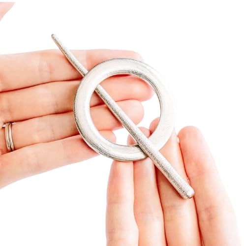 Handmade Wool Scarf Ring and Pin - Small Scarf Slide for Women - Metal Shawl Clip for Knitted Fabric Scarves - By House of Morgan Pewter3