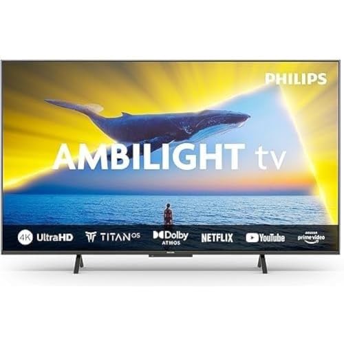 Philips Ambilight 55PUS8109 4K LED Smart-TV – 55-tums skärm med plattformen Pixel Precise Ultra HD, Titan OS och Dolby Atmos-ljud, kan användas med Alexa och Google Voice Assistant - Satin krom ram