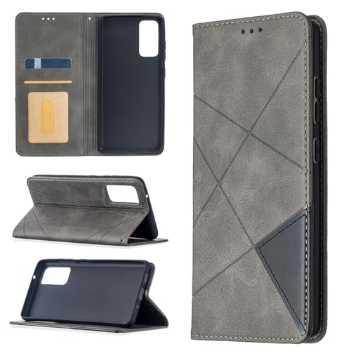 Housse Samsung S23 gris avec portefeuille à lignes pour vos déplacements