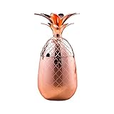 Raopuzi Tasse à Coctel, verre à ananas avec couvercle, coupe en acier inoxydable, coupe à cocktail, verre à vin, idéal pour cocktail ou décoration 50 cl (Or rose)