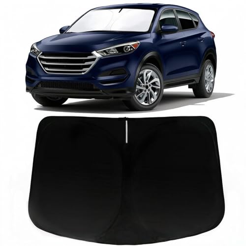 Image of Car Front Windshield Sun Shade for Tucson 2016-2021, Car Window SunShades Shield Cover Sun Visor Protector with 240T Reflective Fabric UV & Sun Heat Protection Accessories