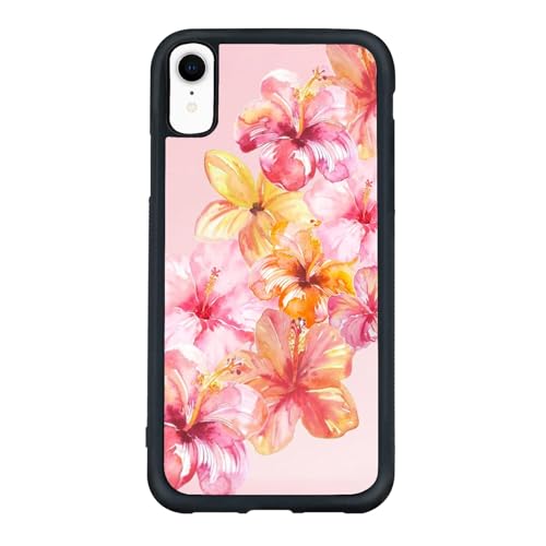 qizjio Summer Phone Case Shockproof Protective Hibiscus Floral Cases for iPhone XR