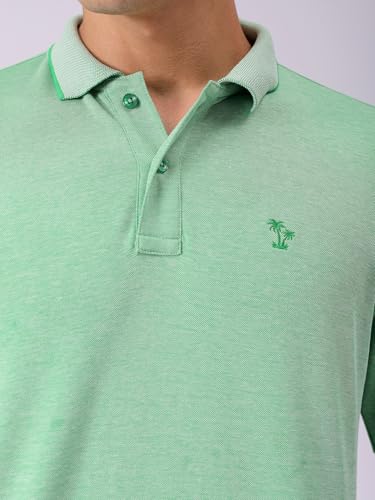 Image of The Indian Garage Co Men Regular Fit Textured Polo Neck Half Sleeves Tshirt