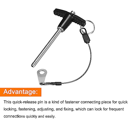 QUARKZMAN T Griff Kugelsperrbolzen 1 Stück 5mm Pin Durchm. 60mm Verwendung Länge T Griff Sicherungsstifte Edelstahl Druckschalter Schnellverschluss Stift mit Schlüsselband Kabel