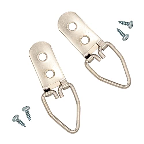 Image of 1-7 /8 inch x 1 /2 inch Zinc-Plated Heavy Duty D Ring Picture Hanger with - Pack of 1000 Screws for Picture Frames & Mirrors