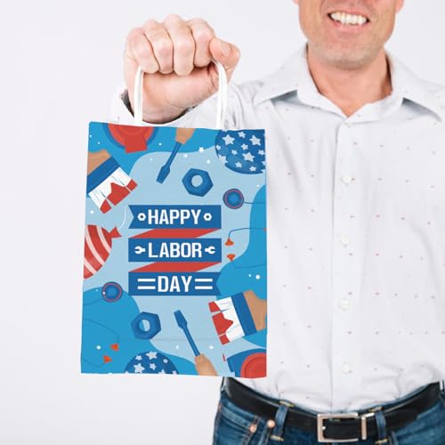 DoneJPee 16 Pcs Labor Day Gift Bags, American Patriotic Holiday Party Favor Treat Goodie Bags, Labor Day Party Decorations And Supplies for Staff Employee Colleagues - Image 6