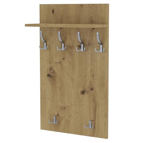 AKKE Garderobenpaneel Wandgarderobe Mit Ablage Wandpaneel Garderobe PVC Maxi Goldenes Craft 100cm x 60 cm