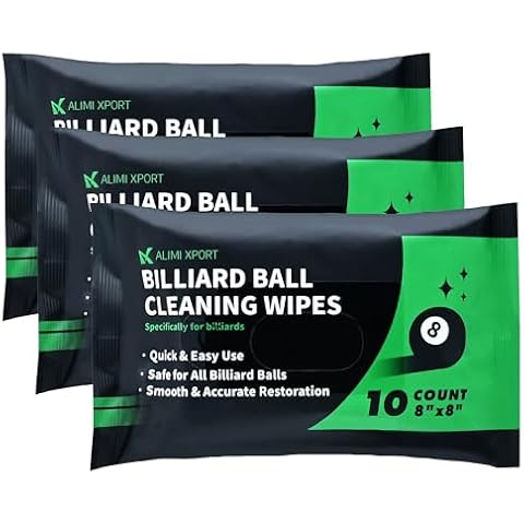 Alimi Xport Billiard Ball Cleaning Wipes - 30 Counts, Quick Refresh Pad for Chalk, Dust, Grime & Scuff Marks Removal, Resealable Pouch, Safe on All Ball, Renew Smoothness and Extend Durability Cover