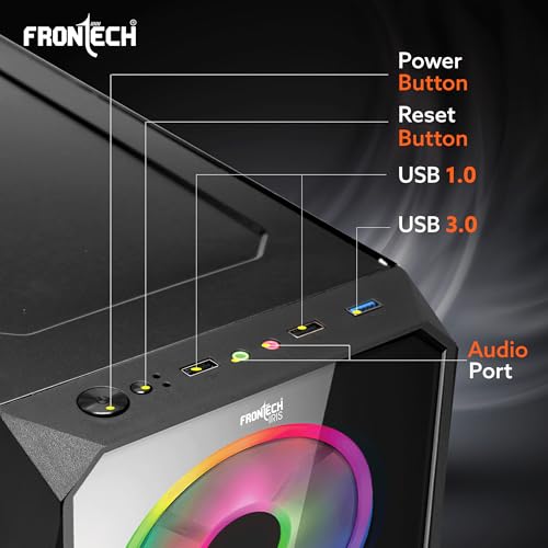 Frontech Computer Case FRONTECH IRIS Gaming Cabinet /Computer Case with HD Audio | ATX /Mini ...