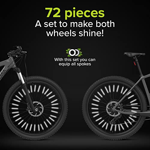 Image of VELMIA Spoke reflectors [72 Pieces] - 360 Visibility and Easy mounting - Bicycle Spoke reflectors Made of Reflective Material - Bike Spoke Skins (72 Pieces)