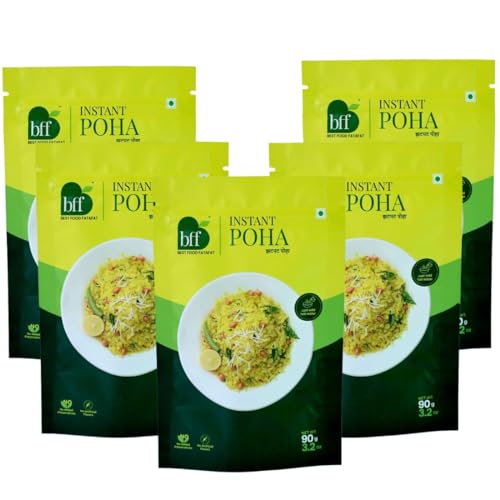 Image of Instant Poha - Pack of 5 (90g Each) | Ready to Eat Indian Breakfast Mix | Just Add Hot Water | No Added Preservatives | Portable Pack for Travel, Office, or Home | Simple & Easy Meal Solution
