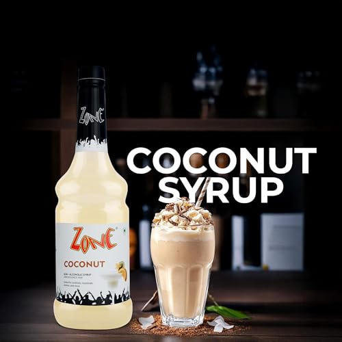 Image of Zone Flavoured Syrups 1000ml - Premium Cafe-Style Syrups for Mocktails, Cocktails, Milkshakes, Coffees, Iced Teas, Sodas & Desserts | Perfect for Home Use, Small Cafes, Bars & Gifting (Coconut)