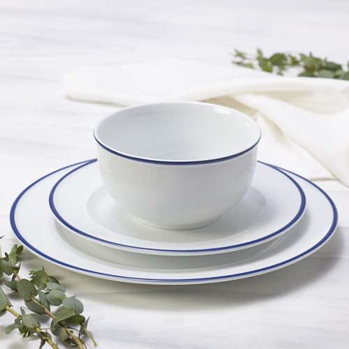Everyday White by Fitz and Floyd Bistro Blue Band 12 Piece Dinnerware Set, Service for 4 by Everyday White - Image 6