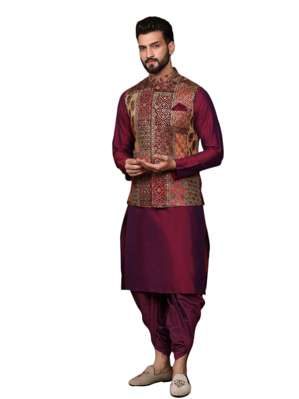 Image of KISAH Kurta Pajama Set for Men with Modi Jacket - Ethnic Kurta for Man | Wedding Dress Set & Traditional Outfit