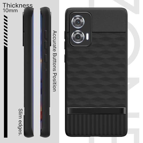 Image of Pikkme Back Cover for Motorola Motorola Moto Edge 50 Fusion 5G / Motorola Moto G96 5G Soft Grip 3D Hexa Cube Texture Silicone Bumper Case (Black)