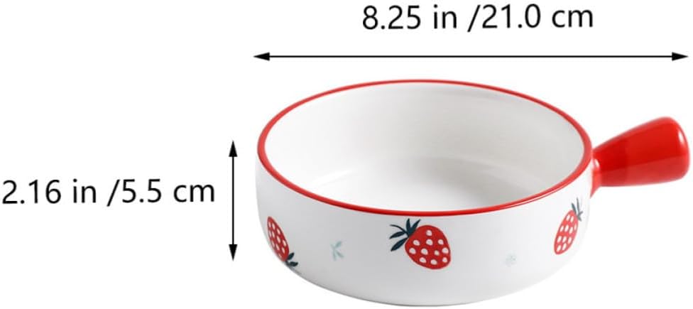 Ceramic Baking Bowl with Handle for Soup Salad Microwave