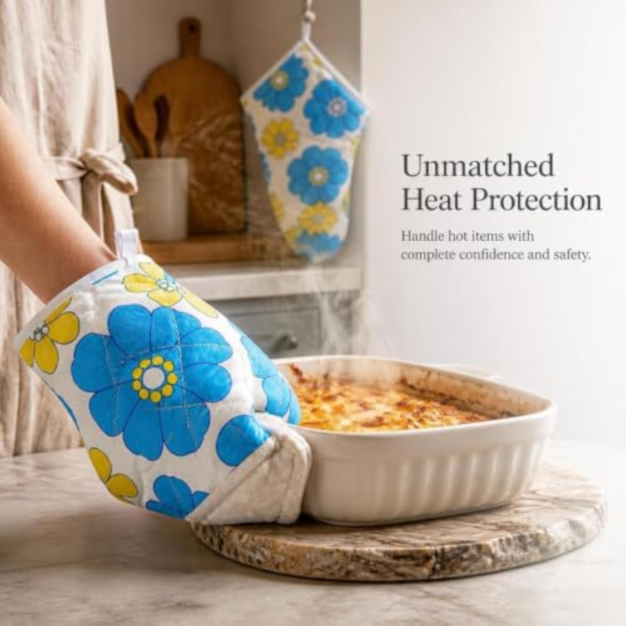 Heat Resistant Oven Mitts for Kitchen Baking, 2-Piece Set Gift