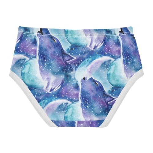 Joisal Cotton Toddler Underwear Floral Majestic Wolf Moon Starry Night Girl Panties Cute Print Briefs Kids Undies 2t2