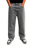Calça Balao Jeans Masculina Oversize Perna Larga sem Elastano (BR, Cintura, 42, Slim, Regular, 1, Cinza Marmorizada)