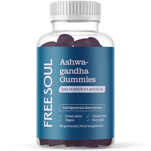 Free Soul Ashwagandha High Strength Gummies | Delicious Ashwagandha Supplement with Pure Root Powder Extract | Vegan Gluten-Free Non-GMO | 60 Gummies