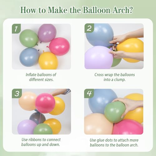 Kit d'arche de ballons vert sauge fleur rose violet pastel - 3