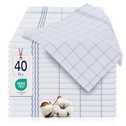 BARBONS 40er Set Geschirrtücher Baumwolle 50x70 cm – Extrem saugstark, Oeko-TEX Zertifiziert, Trockentücher für die Küche, Küchenhandtücher, Küchentücher, Geschirrhandtücher, Waschbar bis 60°C, Blau