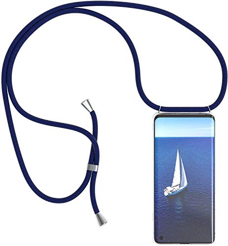 Cover Con Collana Per Huawei P20 - Custodia Con Laccio Da Collo Regolabile, TPU Morbido, Azzurro - Mani Libere E Antifurto