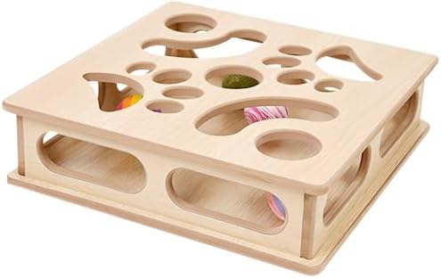 Cat Interactive Box Puzzle Toy with 3 Small Balls and 1 Bell Indo...