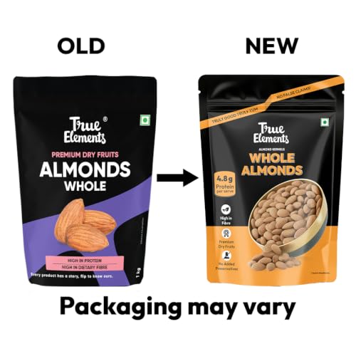 Image of Almonds 1kg (500g * 2) by True Elements - Clean and Premium Almonds | Badam Dryfruits | Healthy and Diet Snacks | Dry fruits for Festive Eating