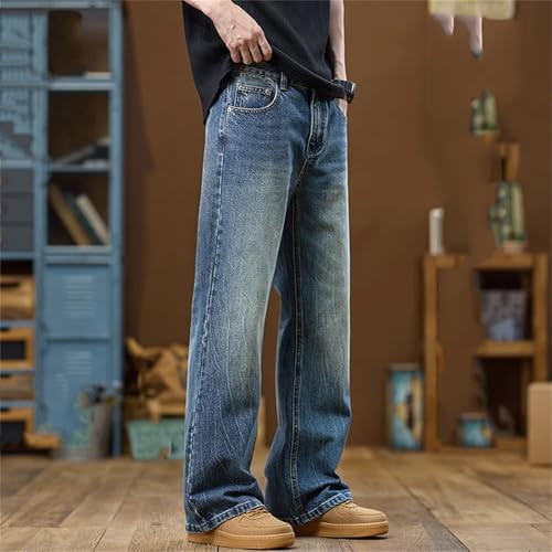 Mens High Waist Baggy Jeans Wide Leg Denim Pants Casual Loose Fit Jeans with Pockets4