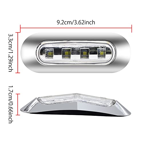 Luces laterales del marcador 4LED blanco universal con bisel cromado para camiones 4