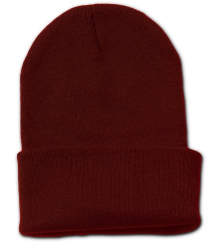 TOP HEADWEAR Long Cuff Beanie Cap, Maroon